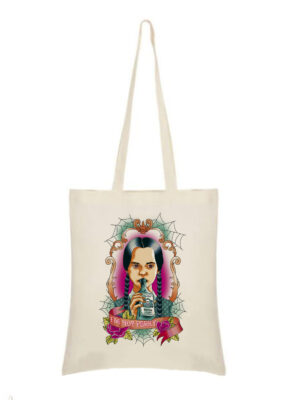 Bolsa tela beige "Miercoles Addams"