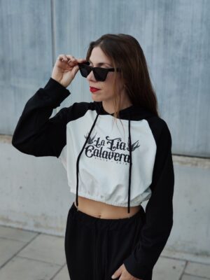 Sudaderda crop negra "Old school"