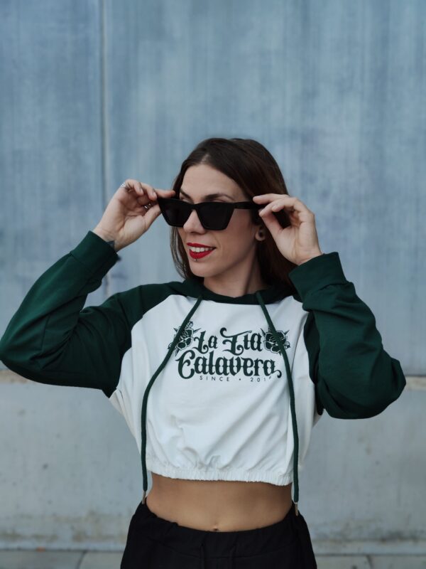 Sudaderda crop verde "Old school"