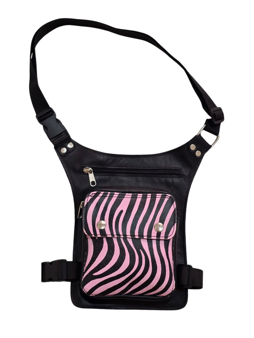 Bolso de pierna "Cebra rosa"
