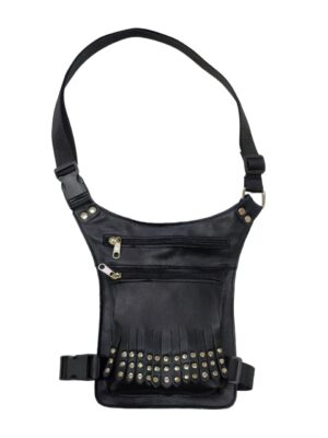 Bolso de pierna "Flecos y remaches"