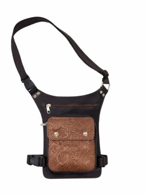 Bolso de pierna "Cuero repujado marrón"